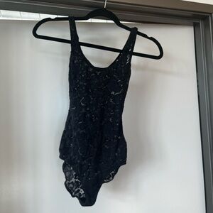 Black Scoop Neck Lace Body Suit American Apparel